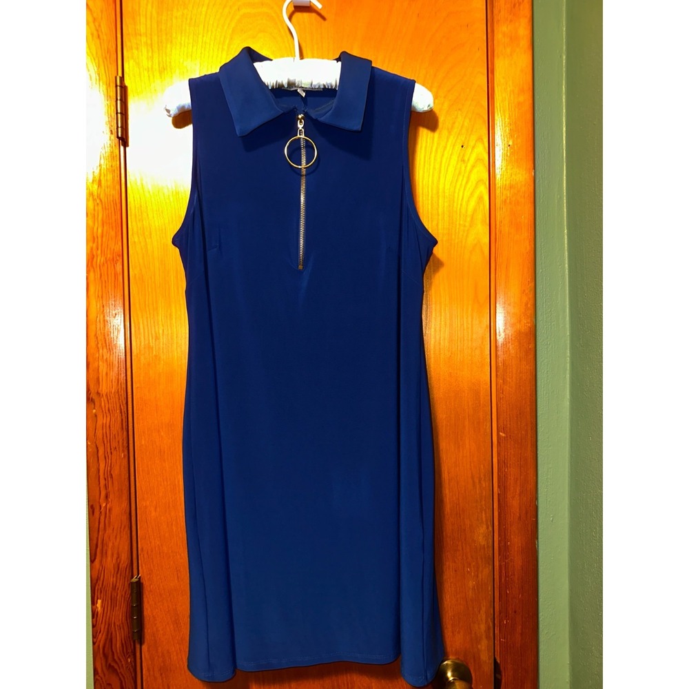 Annalee + Hope Large Blue Shift Cocktail Sleeveless Dress 1/4 Zip